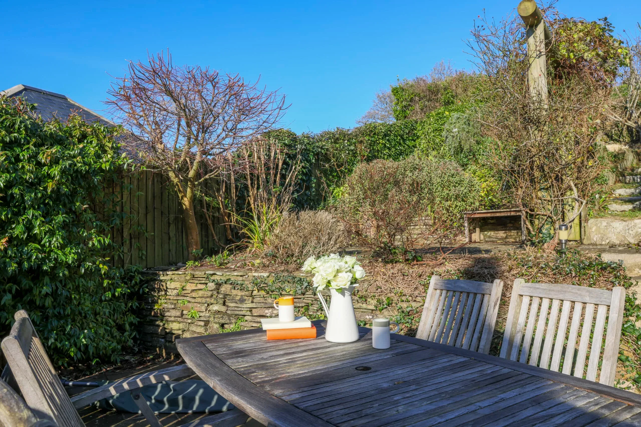 Garden terrace with table and chairs